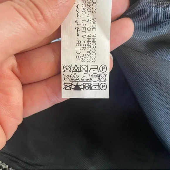 Zara Textured Tweed Houndstooth Black & White Double Breasted Cropped Jacket XL - Picture 7 of 8